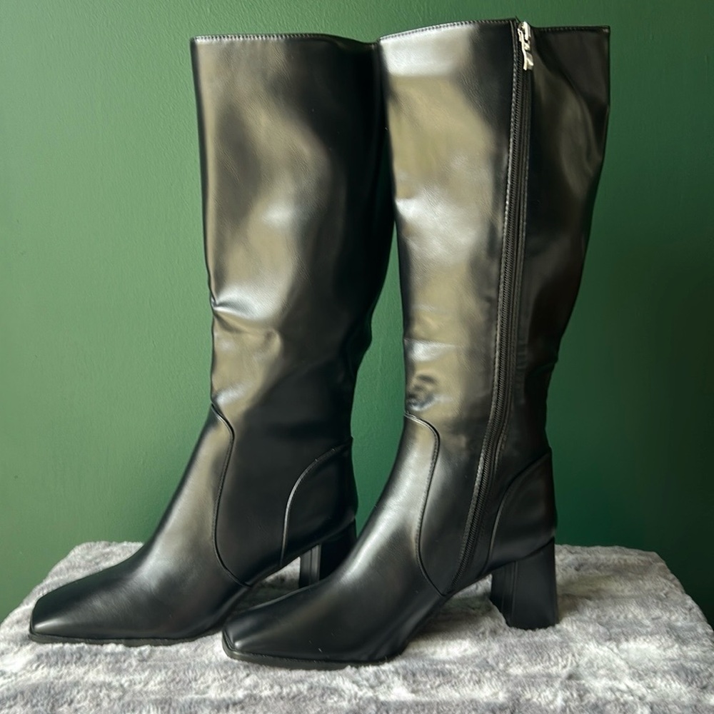 Black Faux Leather Knee High Boots | Size 9 Women’s